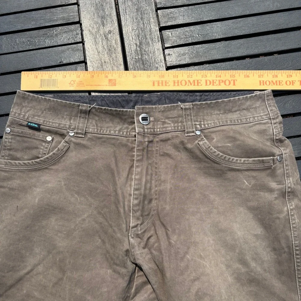 Kuhl Law Lined Pants Mens 35x32 Brown Good Flannel Lined Canvas Workwear